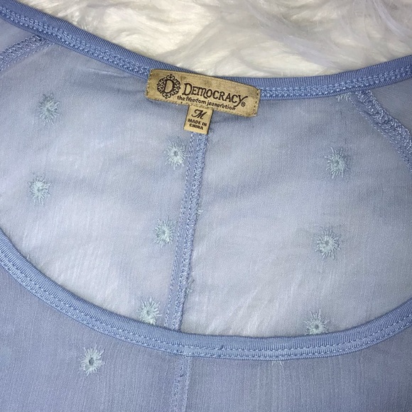 Democracy Light Blue Sheer Blouse Medium - Picture 4 of 4